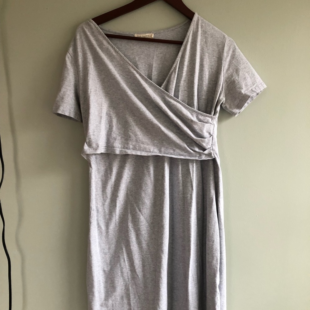 Roolee Mom grey nursing wrap mini dress